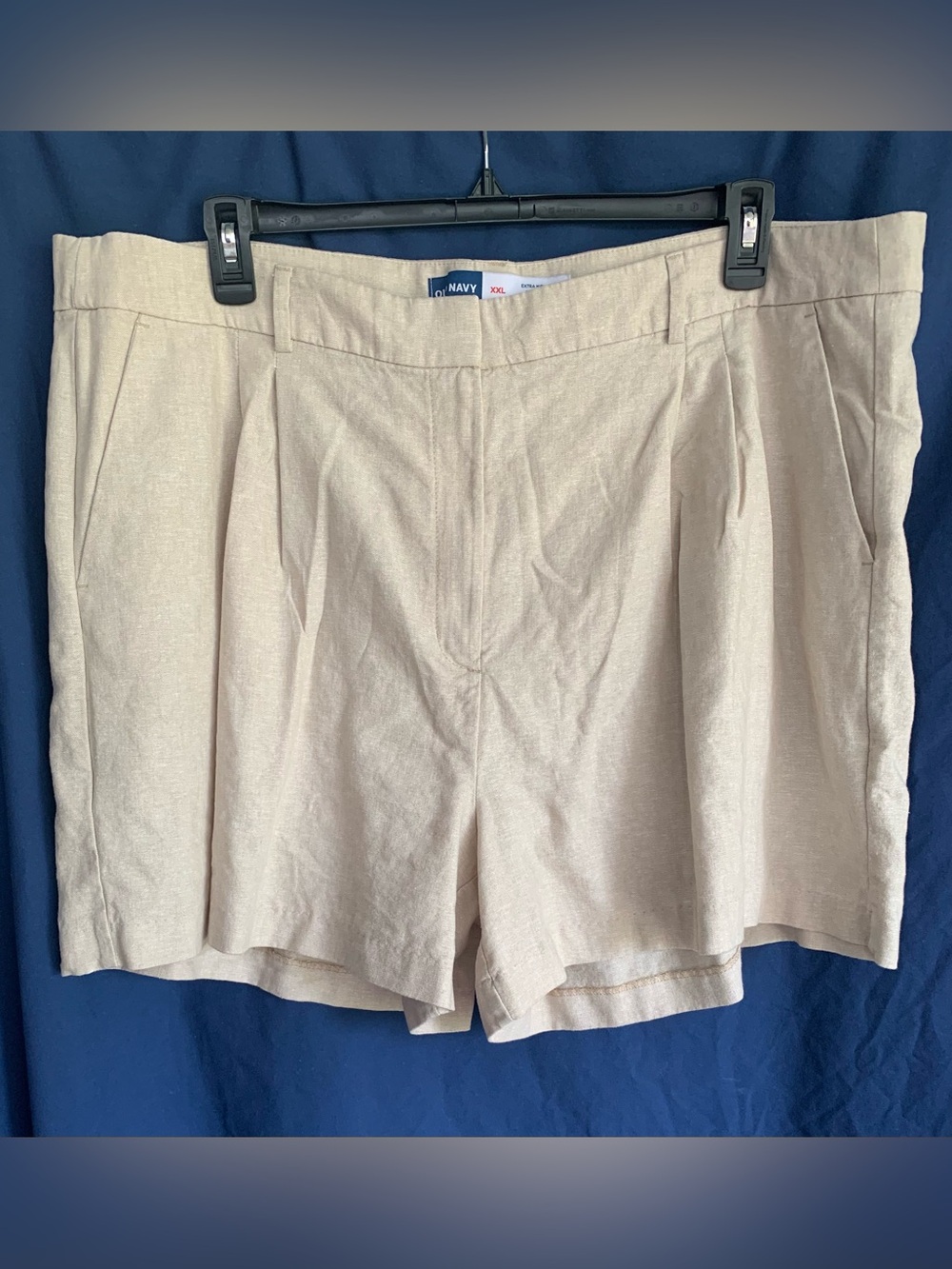 Old Navy XXL Extra High-Rise Taylor Tan Pleated Shorts w/ Adjustable Waist